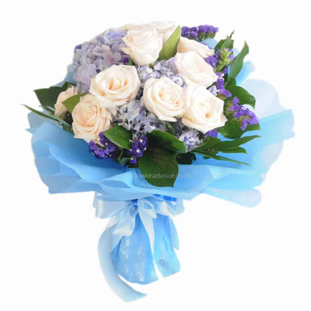 Crystal Fair - Hydrangea Bouquet with Roses - Anniversary