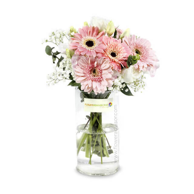 Gerberas Vase Arrangement - Joyful  Giving - Table Flowers