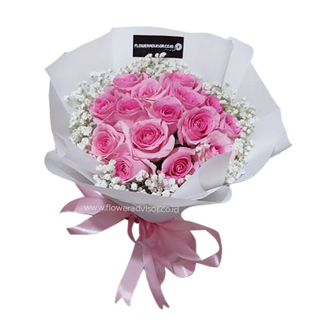 Sweet Bouquet Of Pink Roses - Pink Lushing Blush - Hand Bouquets