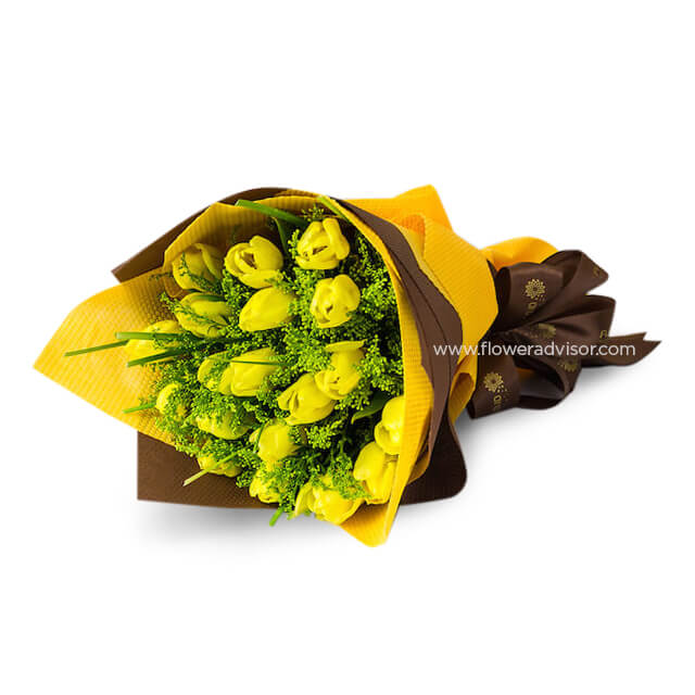 Bright Yellow Tulips Bouquet - Sunny Blossom - Birthday