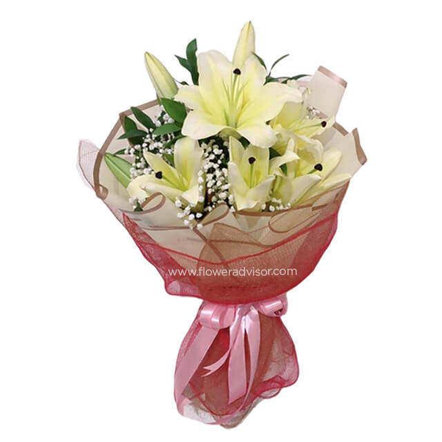 Medium Lilies Bouquet - Spring Brightness - Get Well Soon