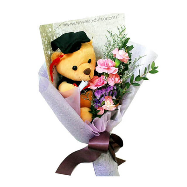 Graduation Bouquet with Teddy Bear - Special Crown - Graduation