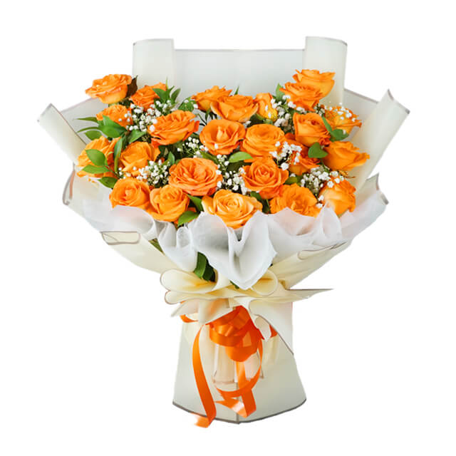 24 Orange Roses Bouquet - Lovely - Get Well Soon