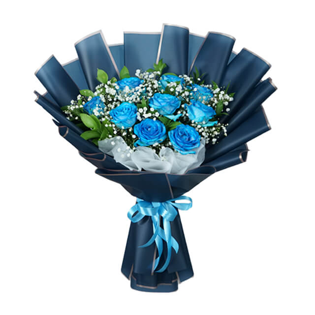 9 Blue Rose  Bouquet Wonder - Hand Bouquets