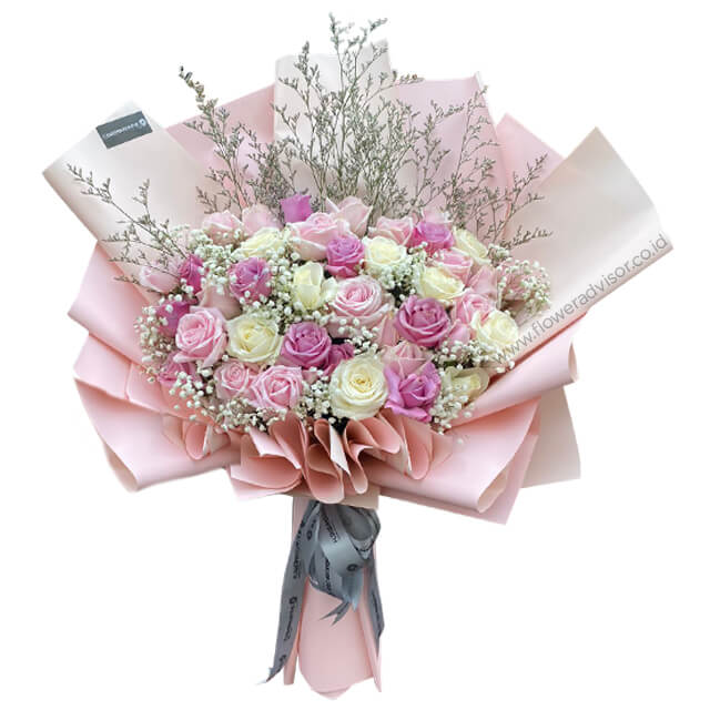 Cicely - Sweet Pink and White Bouquet - Valentine's Day