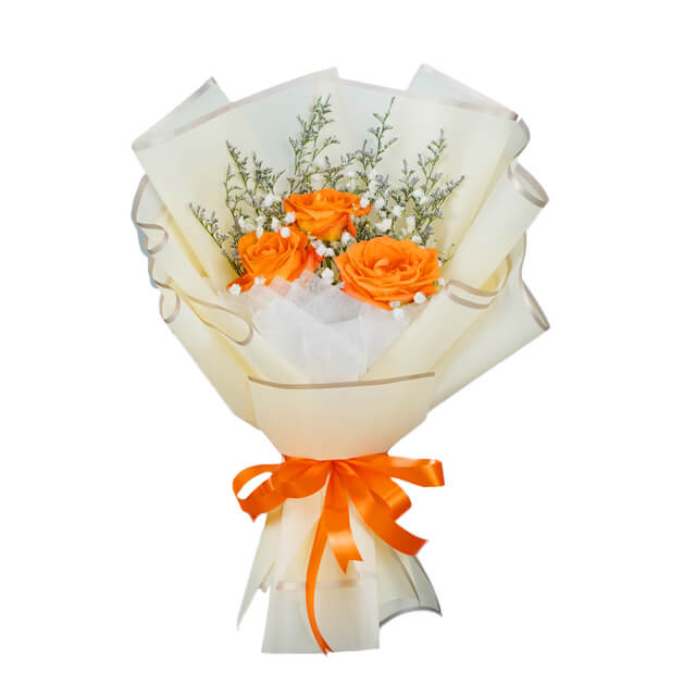 Wonder 3 Orange Roses Bouquet - Hand Bouquets