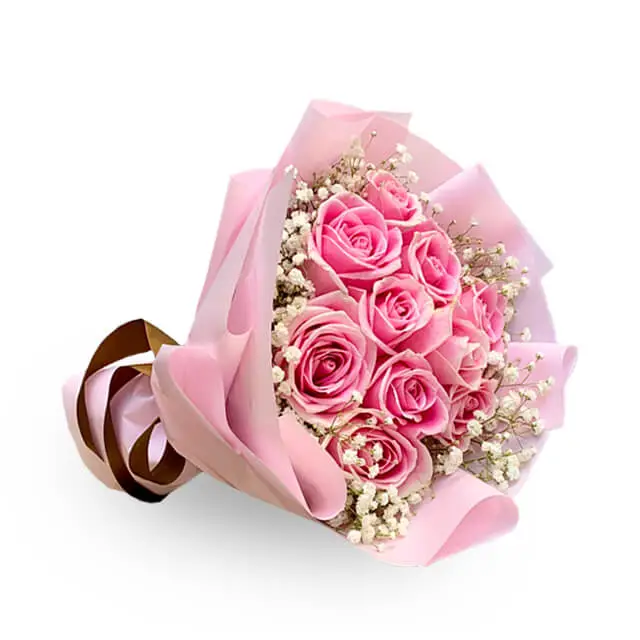 10 Pink Roses Bouquet - Spring Love - Anniversary