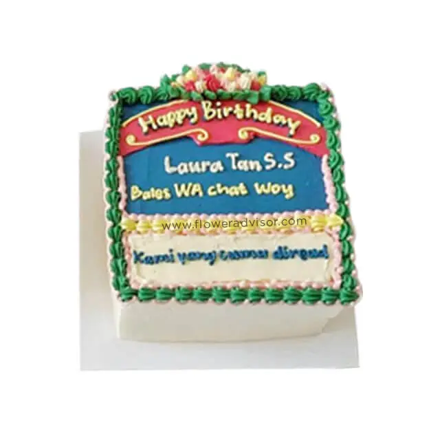 Papan Bunga Cake ukuran 20x20cm - Kue Ulang Tahun