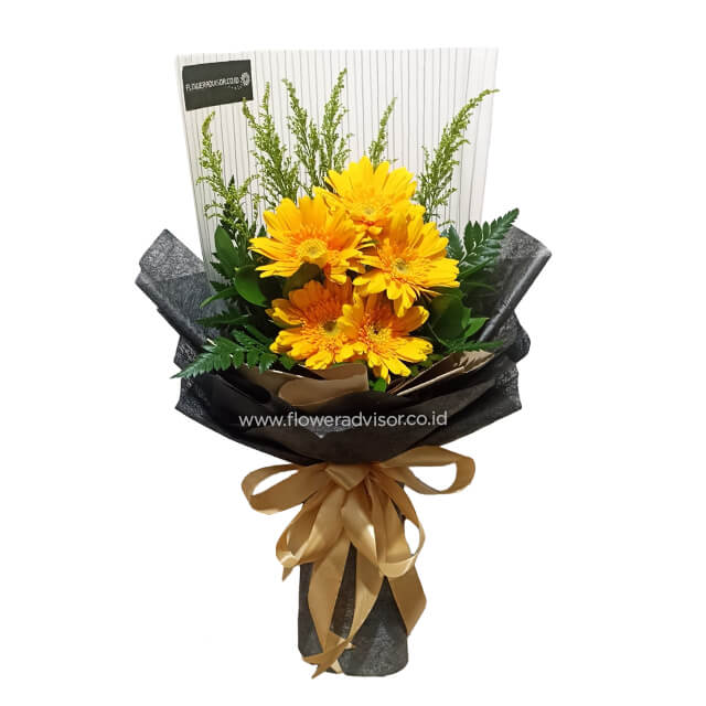 Yellow Spirit - Gorgeous Gerbera Bouquet - Congratulations