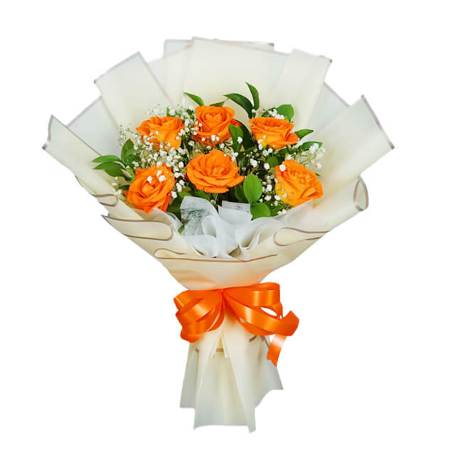 Wonder 6 orange Roses Bouquet - Hand Bouquets