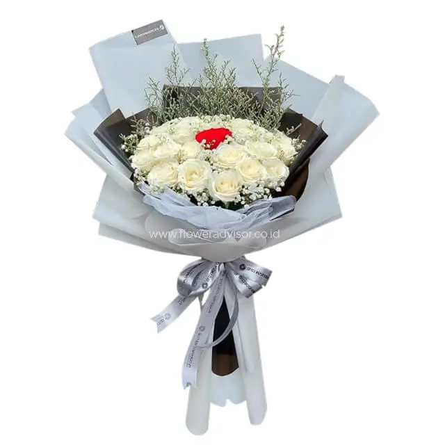 One Of A Kind Lover - White Roses Bouquet