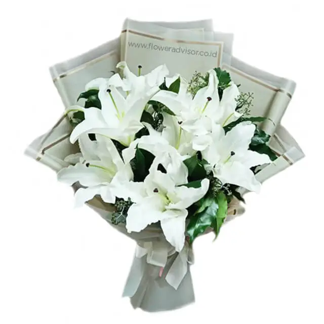 Right There - Elegant White Lily Bouquet