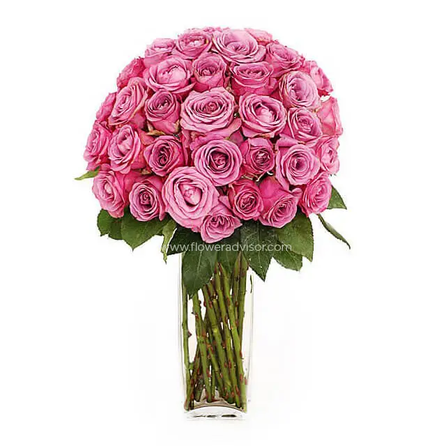 Pink Roses Vase Arrangement - Fairy Queen