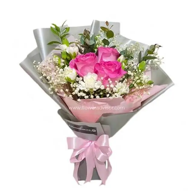 Soft Pink Roses Bouquet - Neon Punch