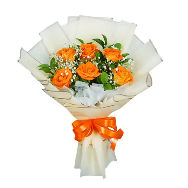 Wonder 6 orange Roses Bouquet