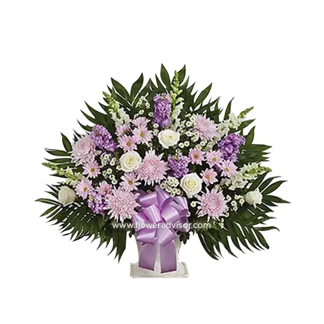 Lavender & White Sympathy Floor Basket