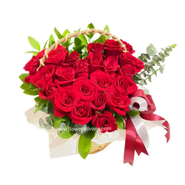 Red Rose Basket - Red Harvey