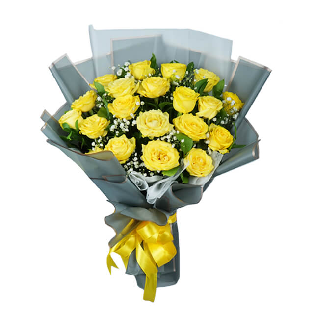 Vibrant Yellow Roses Bouquet - Wonder Yellow Harmony Rose - Birthday