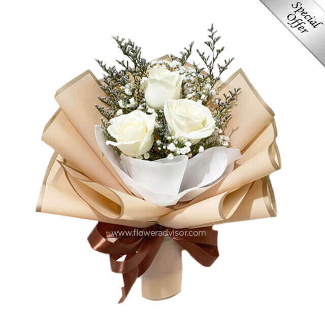 Elegant White Roses Bouquet - Calling It Love - Hand Bouquets