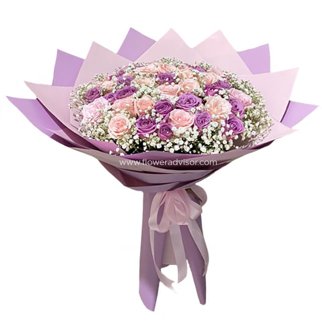 Mix Roses Buquet - Purple Burst - Wedding