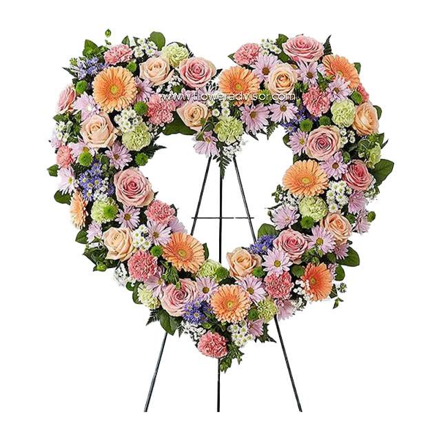 Multicolor Pastel Standing Open Heart - Sympathy